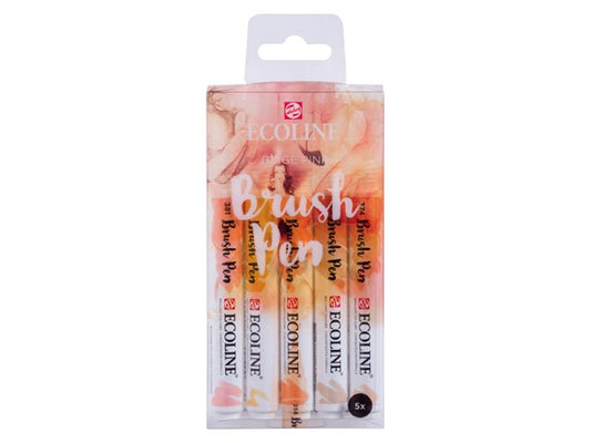 Ecoline Brush Pen Set 5 Beige Pink - theartshop.com.au