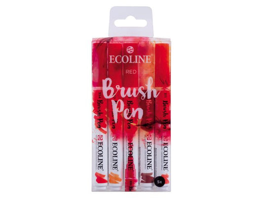 Ecoline Brush Pen Set 5 Red - theartshop.com.au