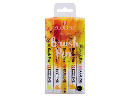 Ecoline Brush Pen Set 5 Yellow - theartshop.com.au