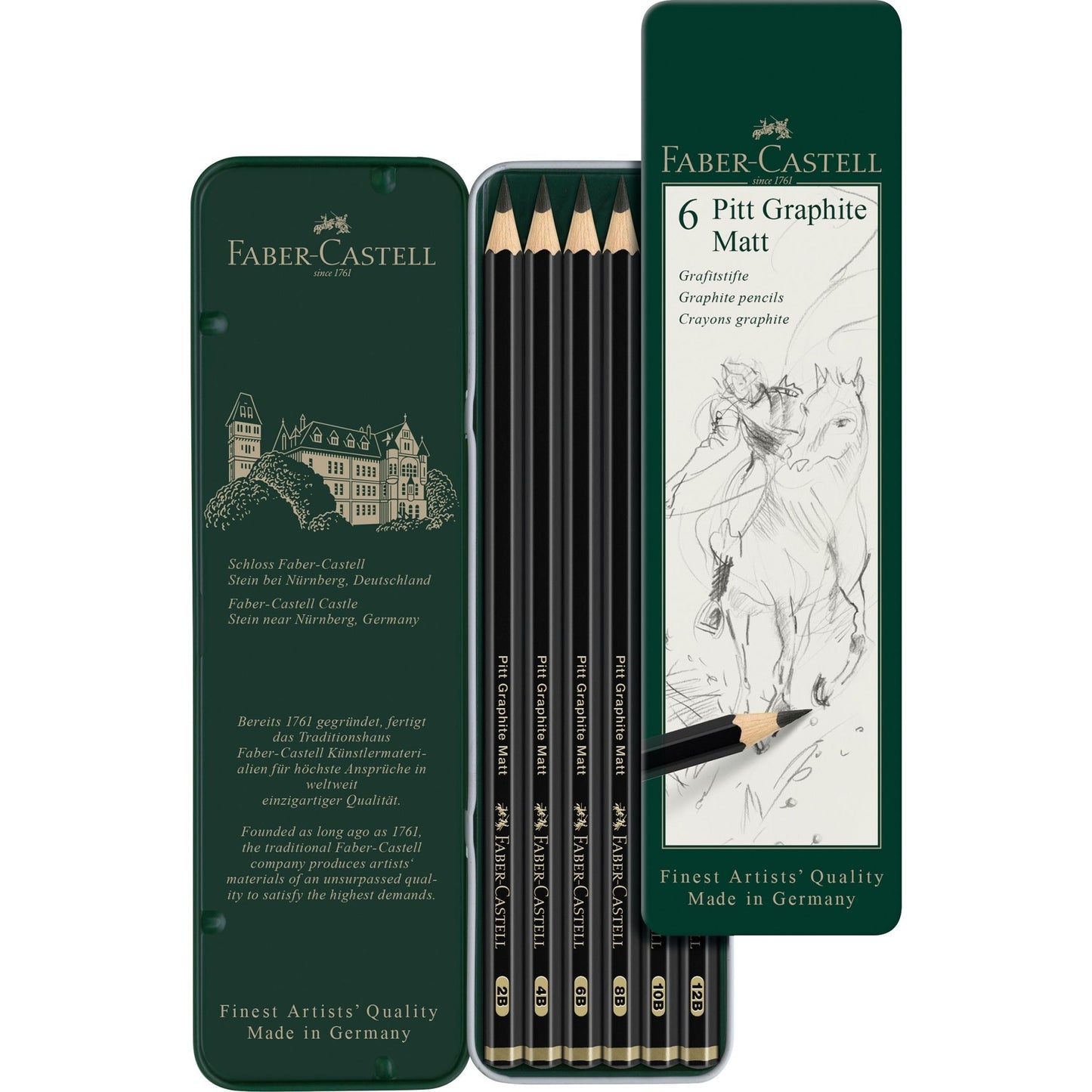 Faber Castell Pitt Graphite Matt Tin 6 - theartshop.com.au