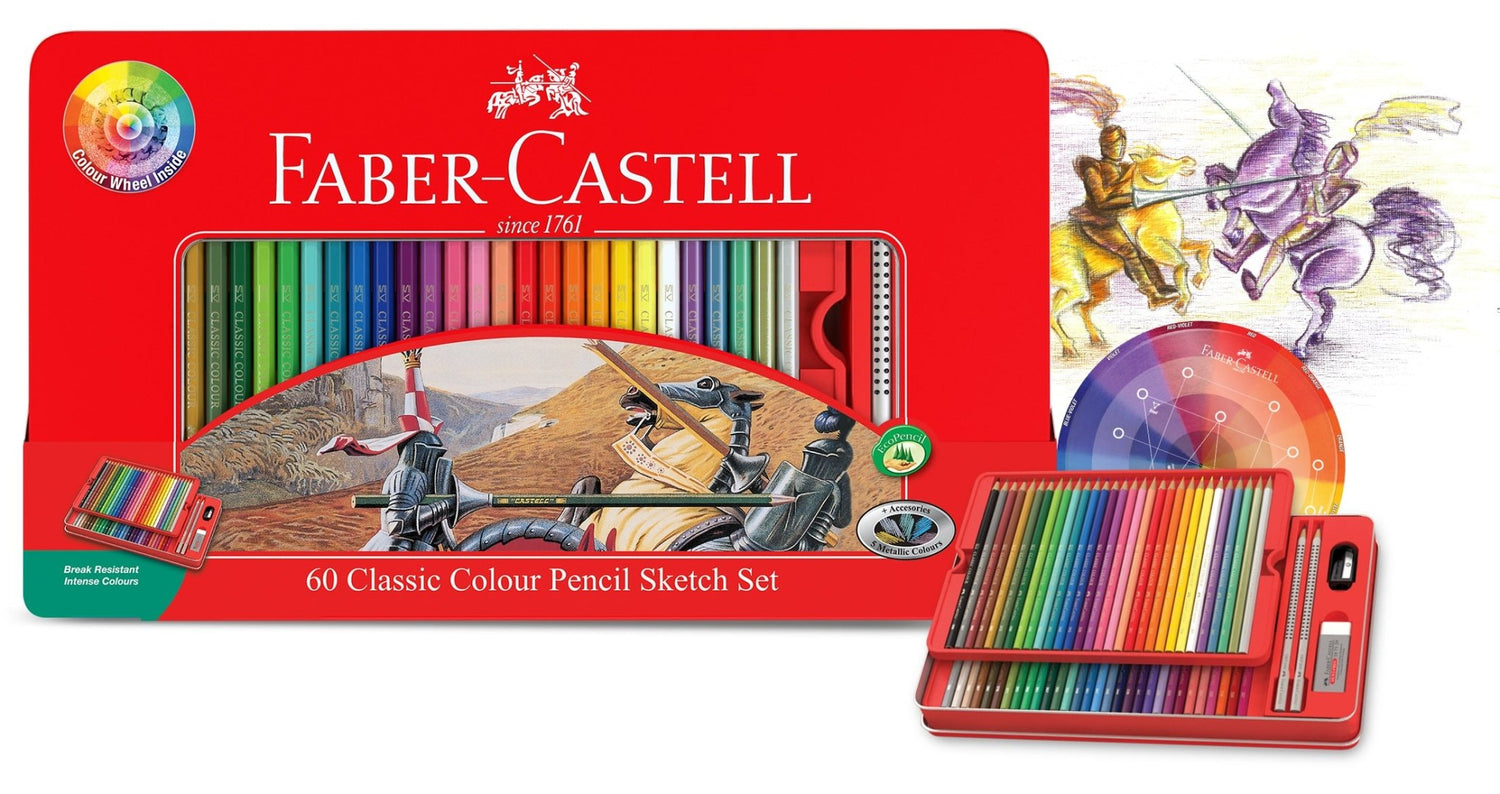 Faber Classic Colour Pencil Sketch Set 60 - theartshop.com.au