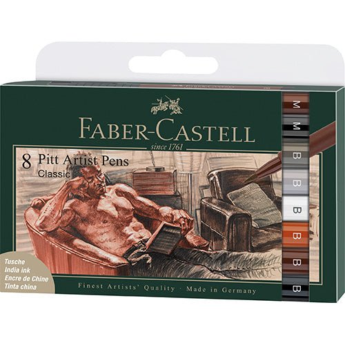 Faber India ink Pitt Artist Pen Classical Wallet 8 - theartshop.com.au