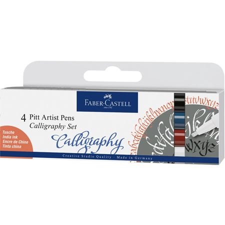 Faber Pitt Artist Calligraphy Pen Set 4 Essentials - theartshop.com.au
