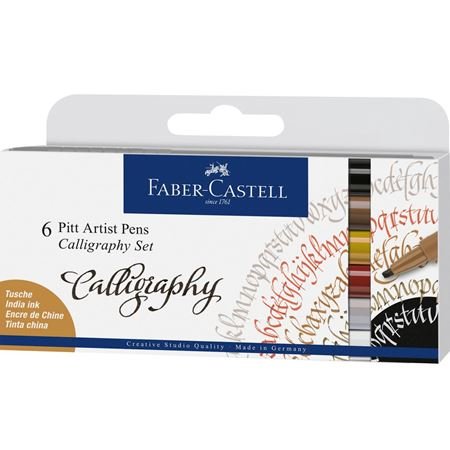 Faber Pitt Artist Calligraphy Pen Set 6 - theartshop.com.au