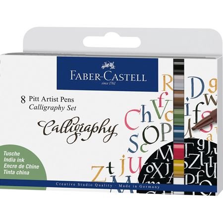 Faber Pitt Artist Calligraphy Pen Set 8 - theartshop.com.au