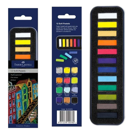 Faber Studio Soft Pastel 12 Asst Half Sticks - theartshop.com.au