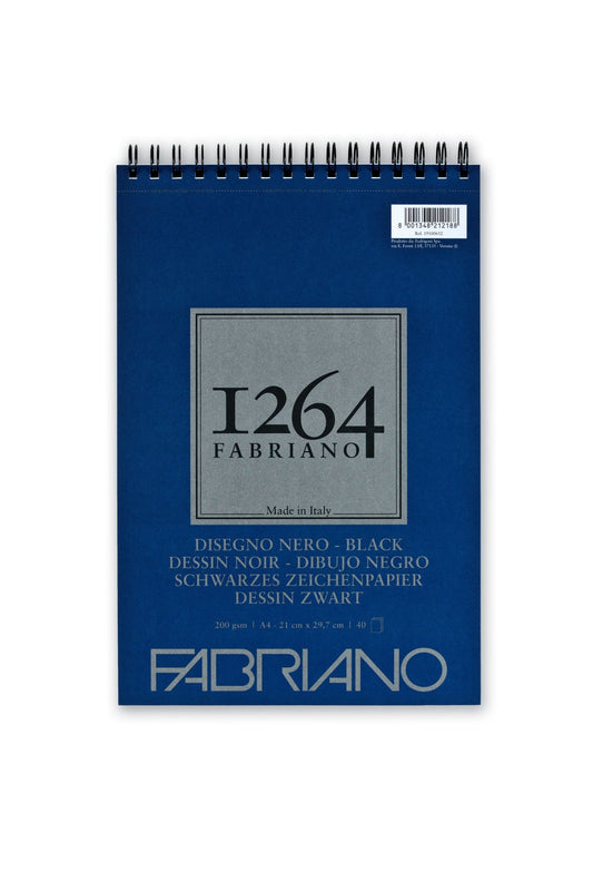 Fabriano 1264 Black Pad 200gsm A4 40 Shts Spiral - theartshop.com.au