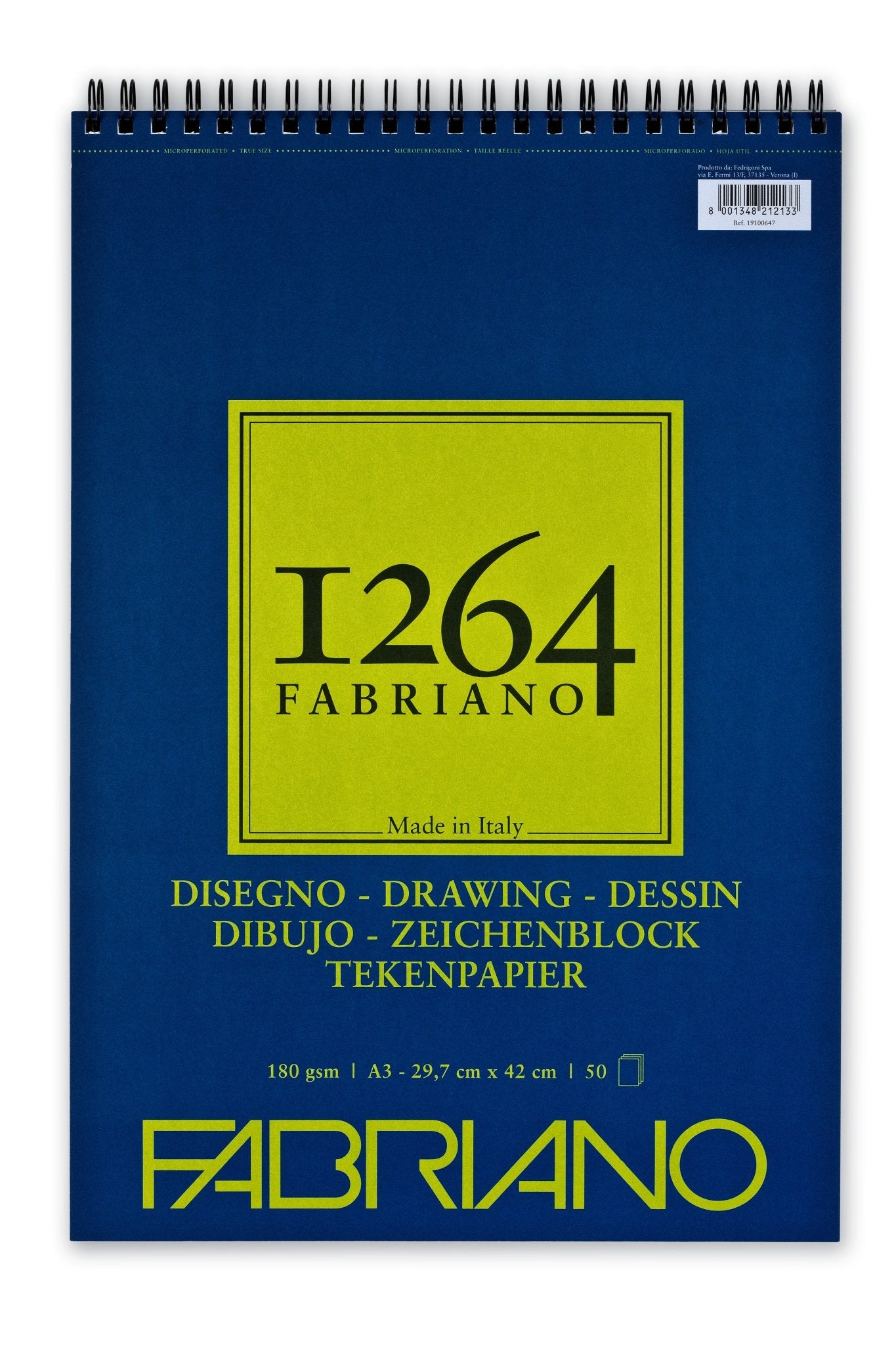 Fabriano 1264 Drawing Pad 180gsm A3 50 Shts Spiral - theartshop.com.au