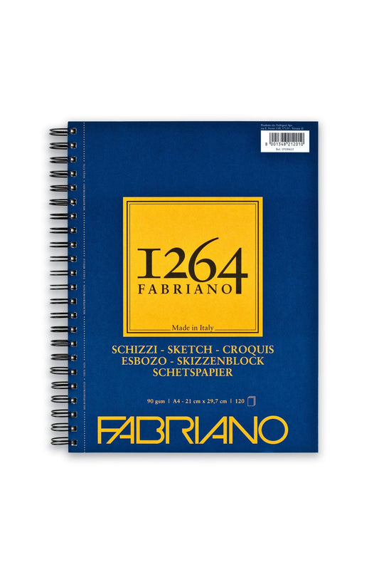 Fabriano 1264 Sketch Pad 90gsm A4 120 Shts Spiral (Long Side) - theartshop.com.au