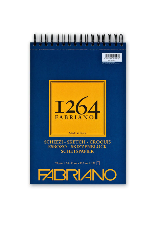 Fabriano 1264 Sketch Pad 90gsm A4 120 Shts Spiral (Short Side) - theartshop.com.au