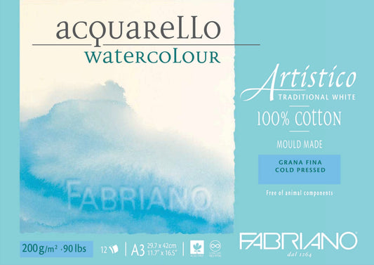 Fabriano Studio Watercolor Paper, 90 lb. (200gsm), 9'' x 12