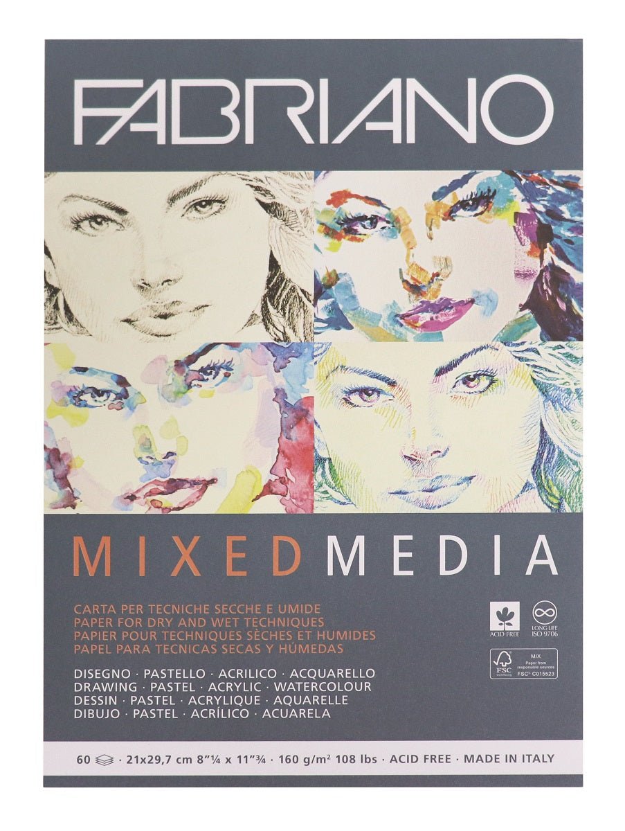 Fabriano Mixed Media Paper Pad 160gsm 60 Sheet A4 - theartshop.com.au