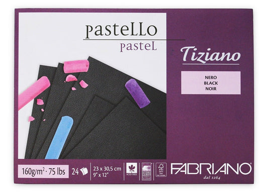 Fabriano Tiziano Pastel Pad 23 x 30.5cm Black Pad 160gsm 24 Sheets - theartshop.com.au