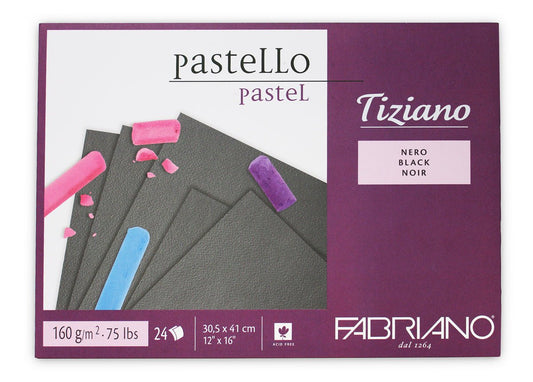 Fabriano Tiziano Pastel Pad 30.5 x 41cm Black Pad 160gsm 24 Sheets - theartshop.com.au