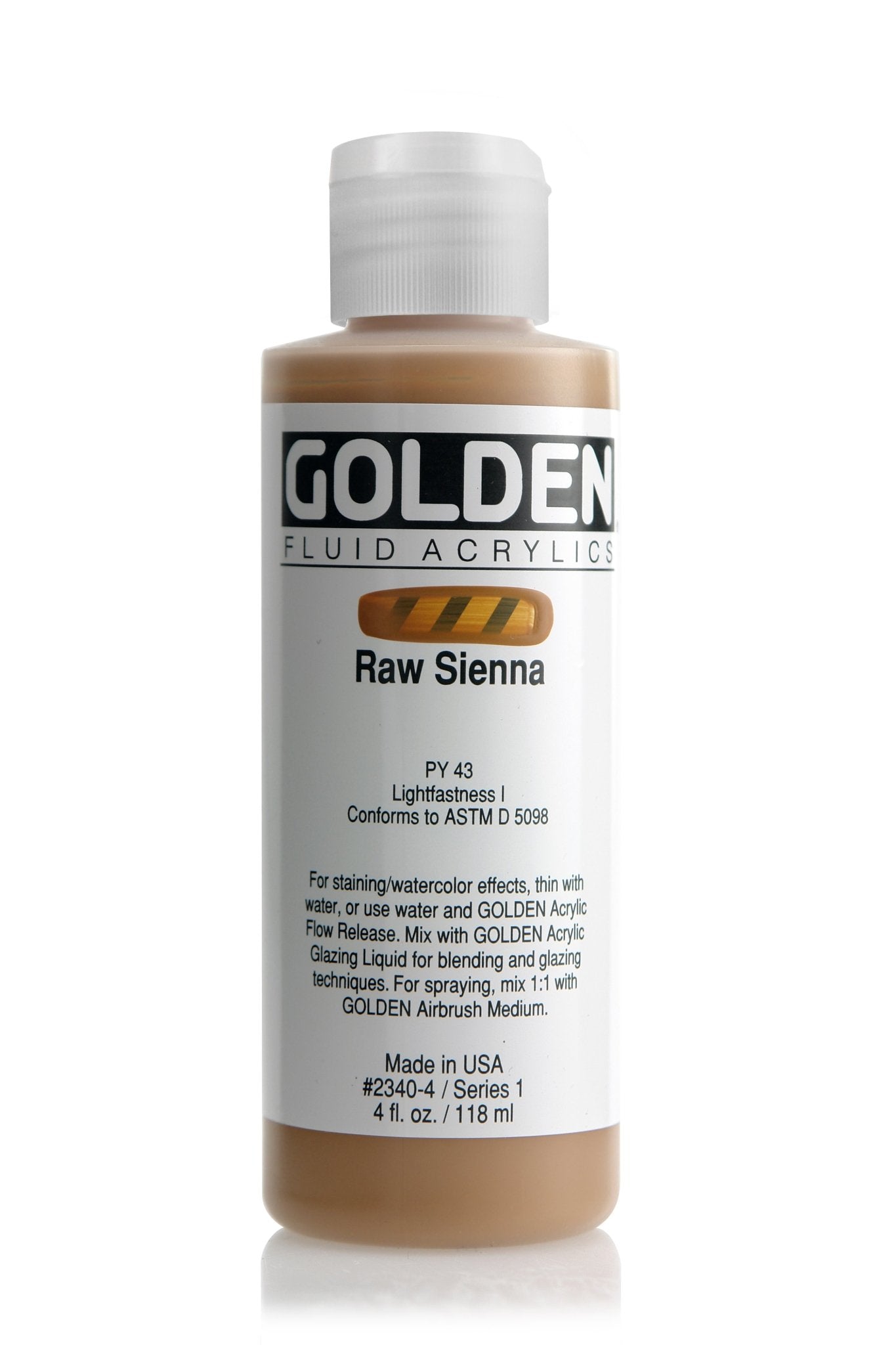 Golden Fluid Acrylic 118ml Raw Sienna - theartshop.com.au