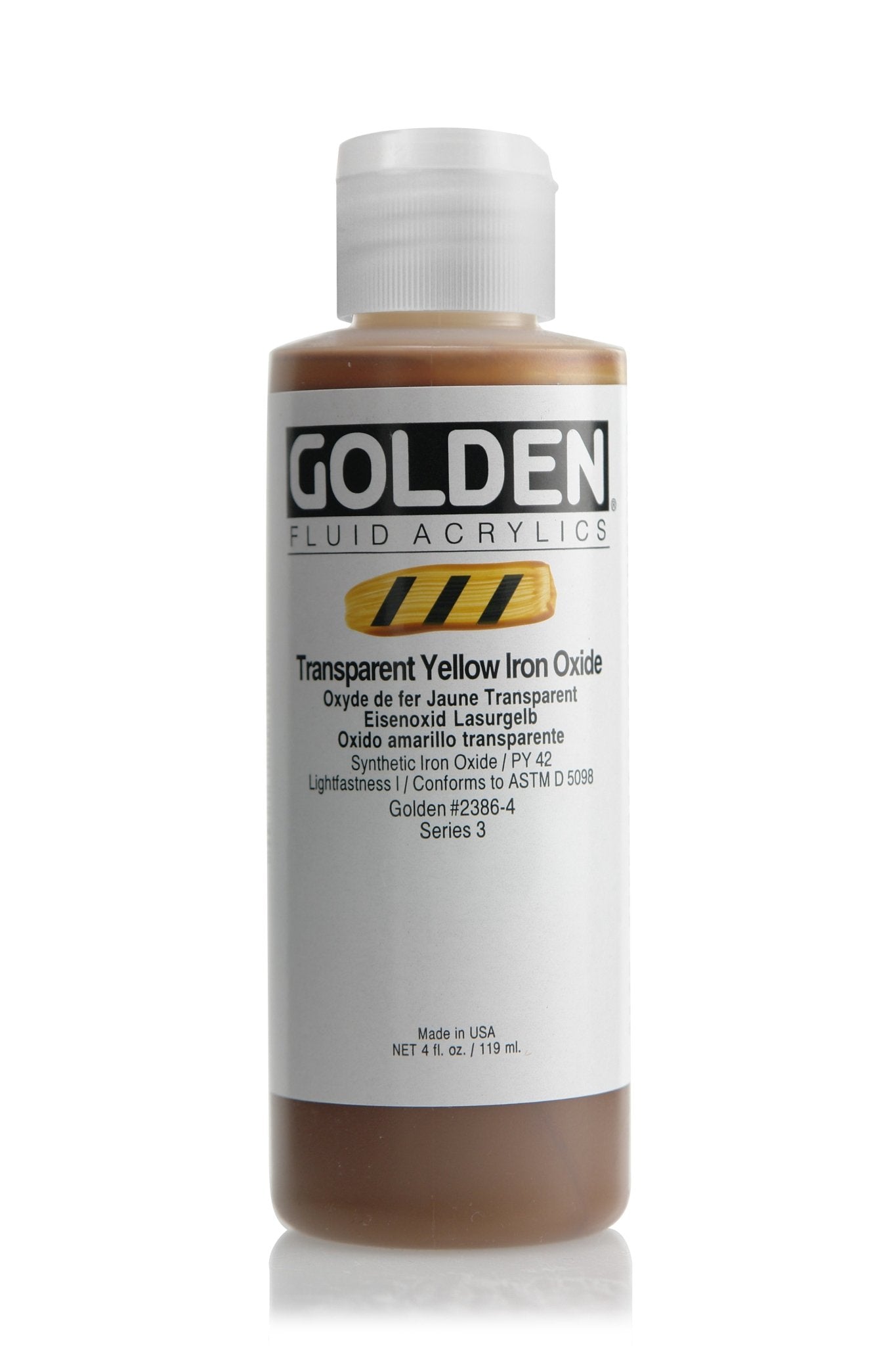 Golden Fluid Acrylic 118ml Transparent Yellow Iron Oxide - theartshop.com.au