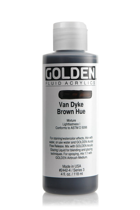 Golden Fluid Acrylic 118ml Van Dyke Brown Hue - theartshop.com.au