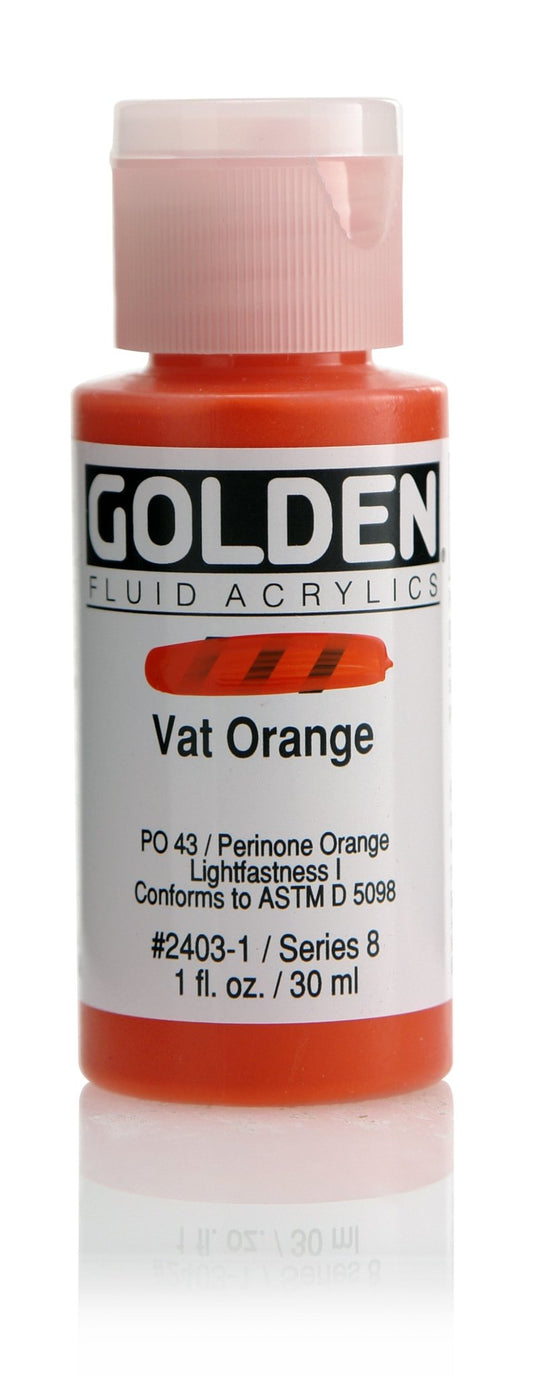 Golden Fluid Acrylic 30ml Vat Orange - theartshop.com.au