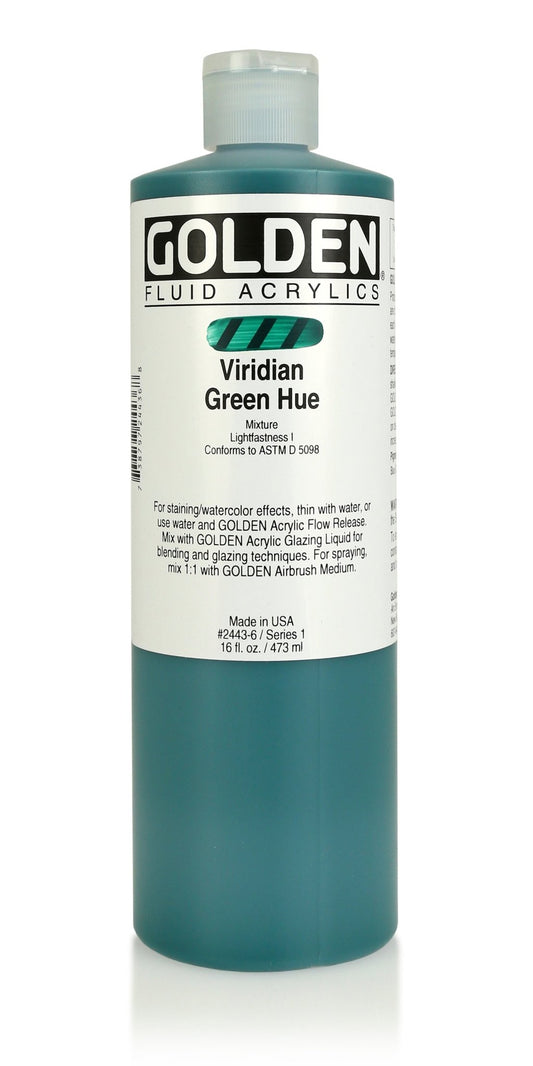Golden Fluid Acrylic 473ml Viridian Green Hue - theartshop.com.au
