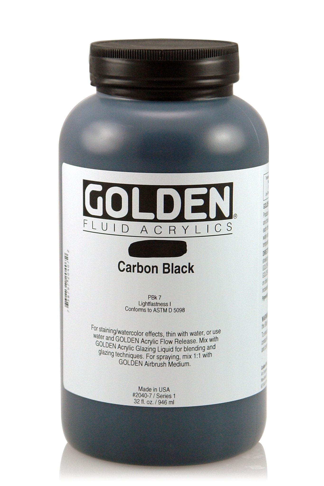 Golden Fluid Acrylics 946ml Carbon Black - theartshop.com.au