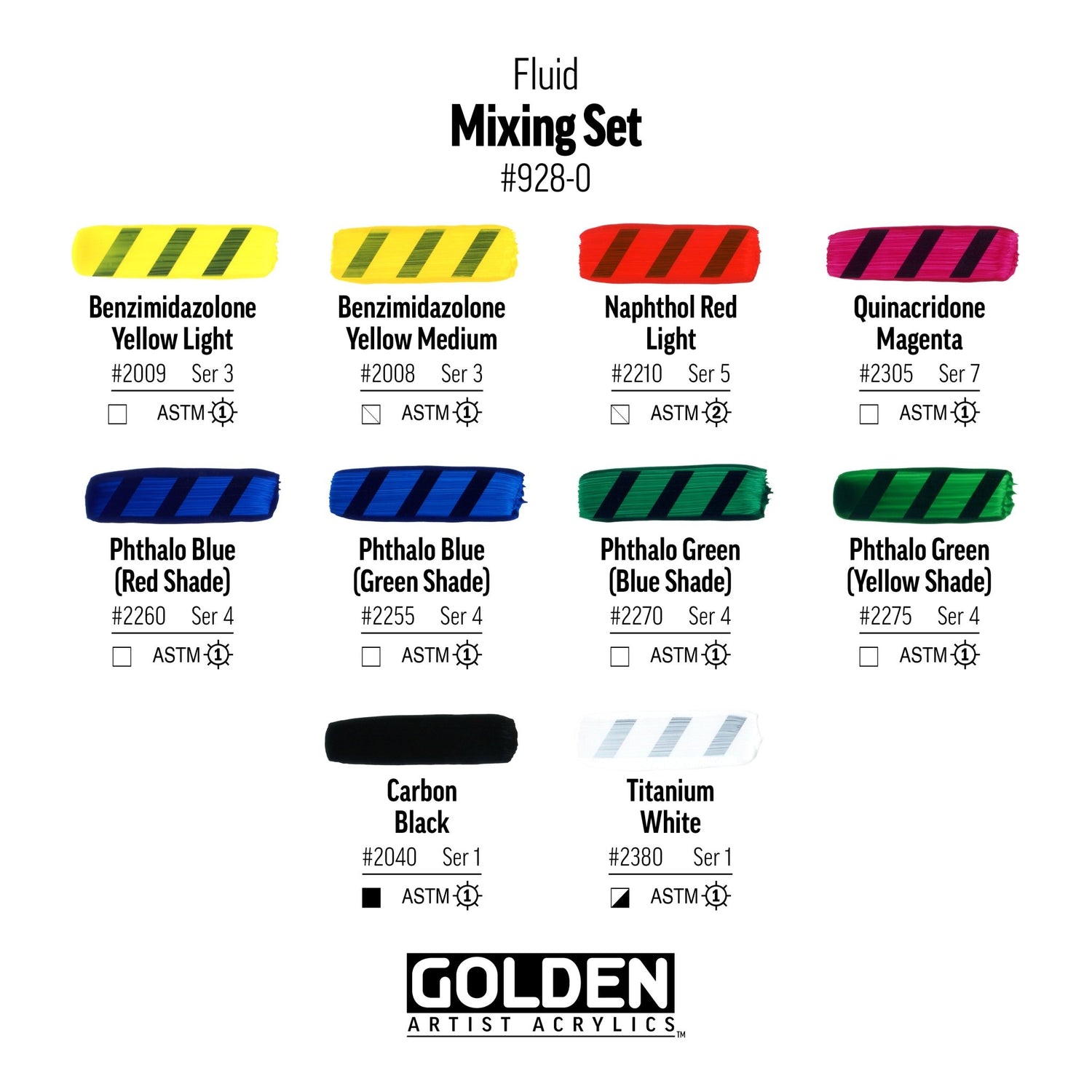 Golden Fluid Mixing Set 10 x 30ml - theartshop.com.au