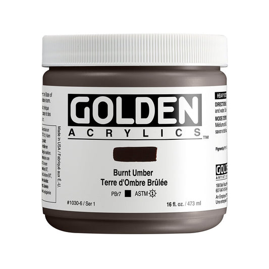 Golden Heavy Body Acrylic 473ml Burnt Umber - theartshop.com.au