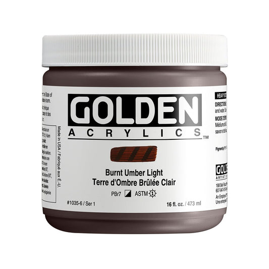 Golden Heavy Body Acrylic 473ml Burnt Umber Light - theartshop.com.au