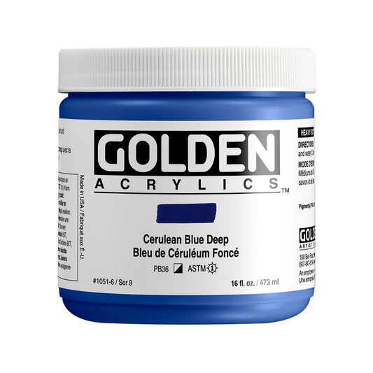 Golden Heavy Body Acrylic 473ml Cerulean Blue Deep - theartshop.com.au