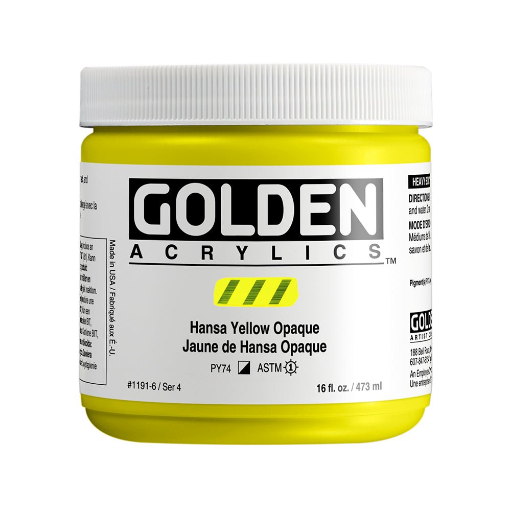 Golden Heavy Body Acrylic 473ml Hansa Yellow Opaque - theartshop.com.au