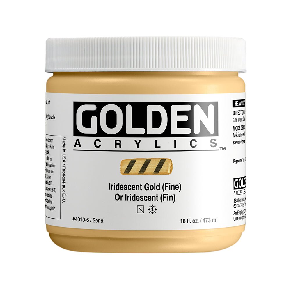 Golden Heavy Body Acrylic 473ml Iridescent Gold (Fine) - theartshop.com.au