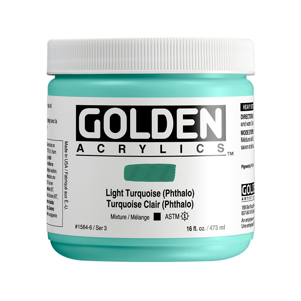 Golden Heavy Body Acrylic 473ml Light Turquoise (Phthalo) - theartshop.com.au