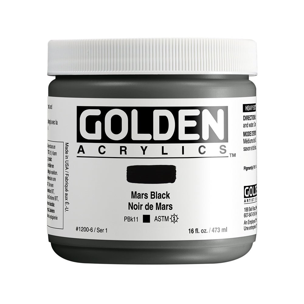 Golden Heavy Body Acrylic 473ml Mars Black - theartshop.com.au