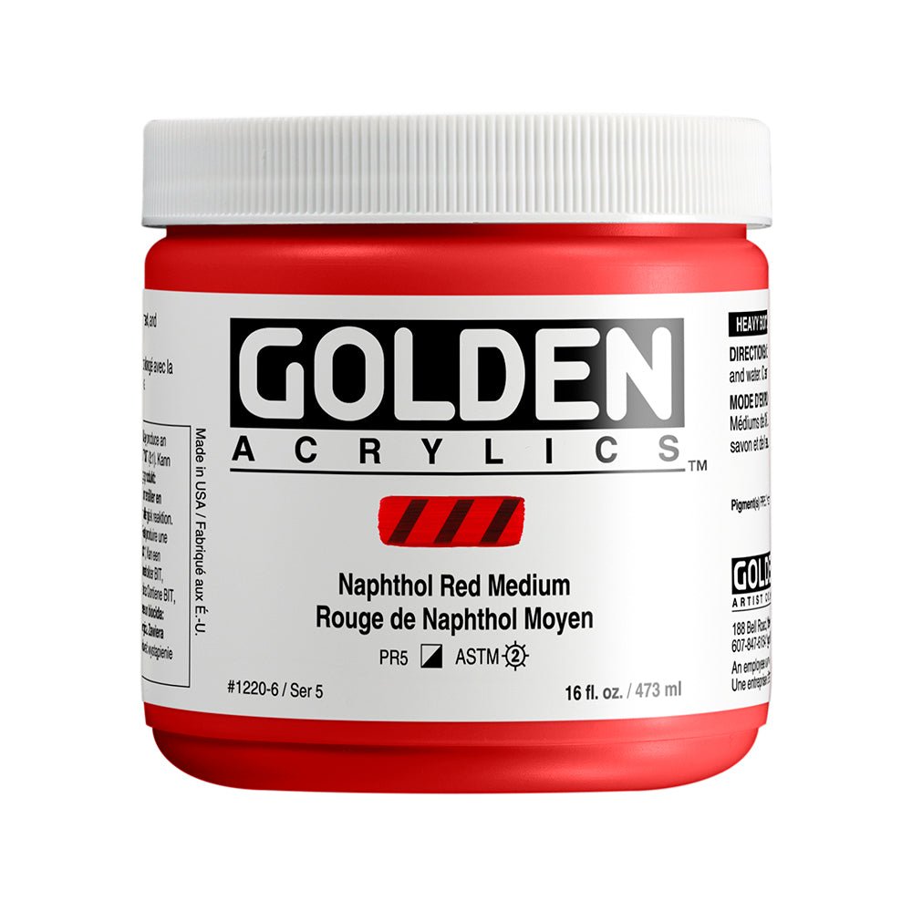 Golden Heavy Body Acrylic 473ml Naphthol Red Medium - theartshop.com.au