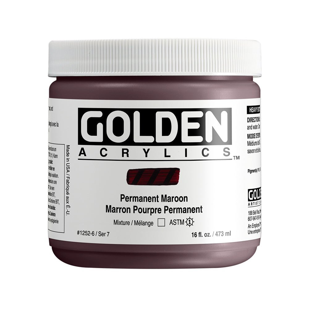 Golden Heavy Body Acrylic 473ml Permanent Maroon - theartshop.com.au