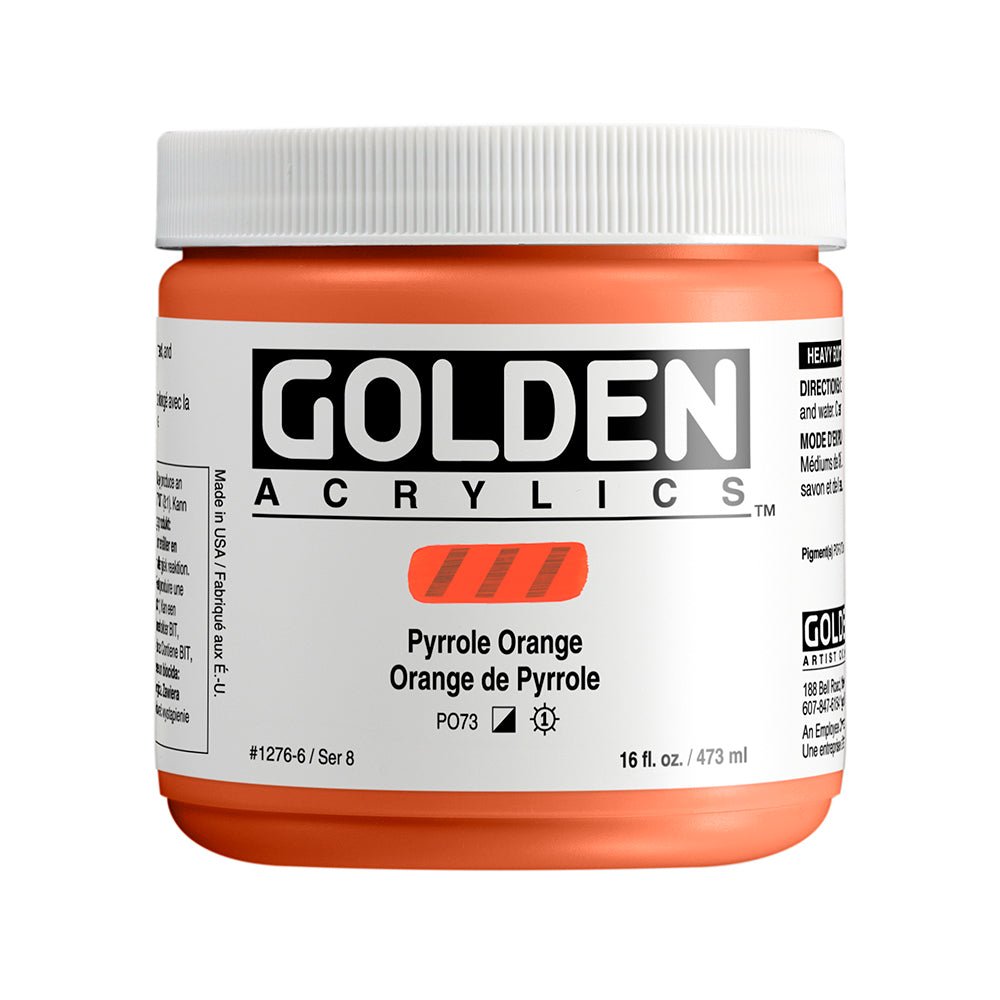 Golden Heavy Body Acrylic 473ml Pyrrole Orange - theartshop.com.au