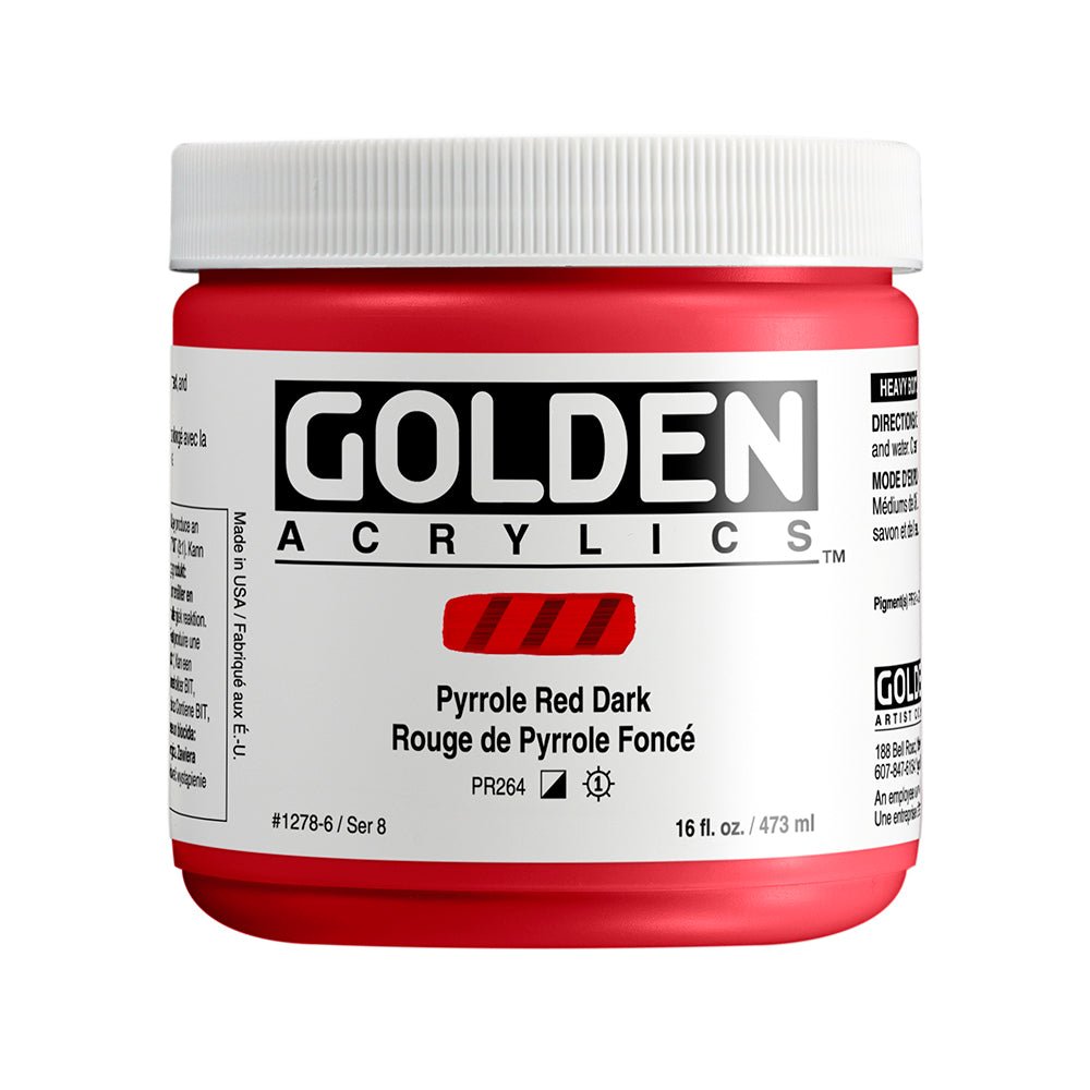 Golden Heavy Body Acrylic 473ml Pyrrole Red Dark - theartshop.com.au