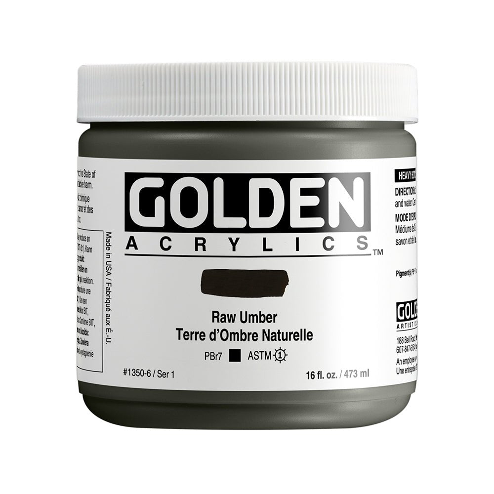 Golden Heavy Body Acrylic 473ml Raw Umber - theartshop.com.au