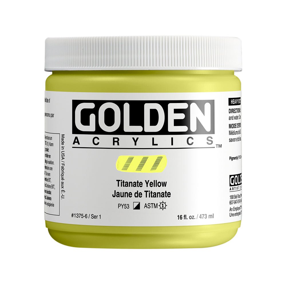 Golden Heavy Body Acrylic 473ml Titanate Yellow - theartshop.com.au