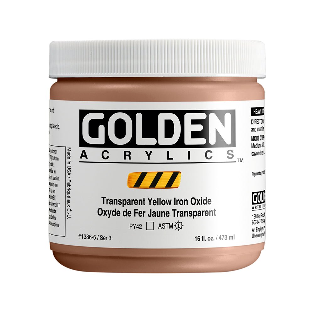 Golden Heavy Body Acrylic 473ml Transparent Yellow Iron Oxide - theartshop.com.au