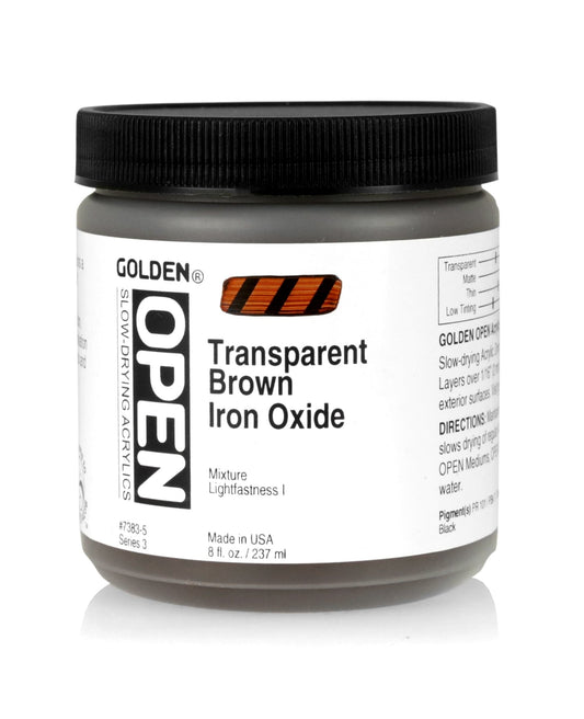 Golden Open Acrylics 237ml Transparent Brown Iron Oxide - theartshop.com.au