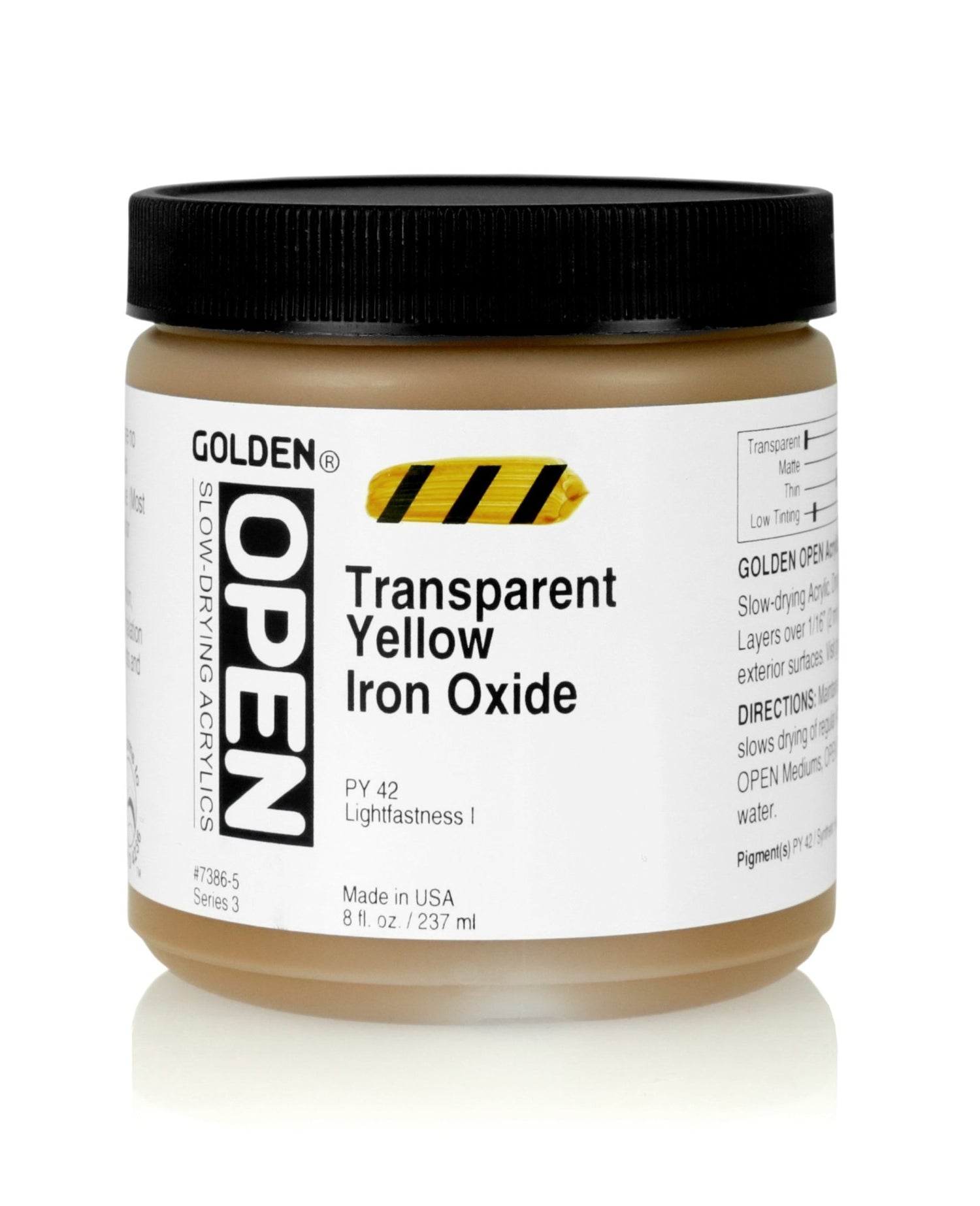 Golden Open Acrylics 237ml Transparent Yellow Iron Oxide - theartshop.com.au