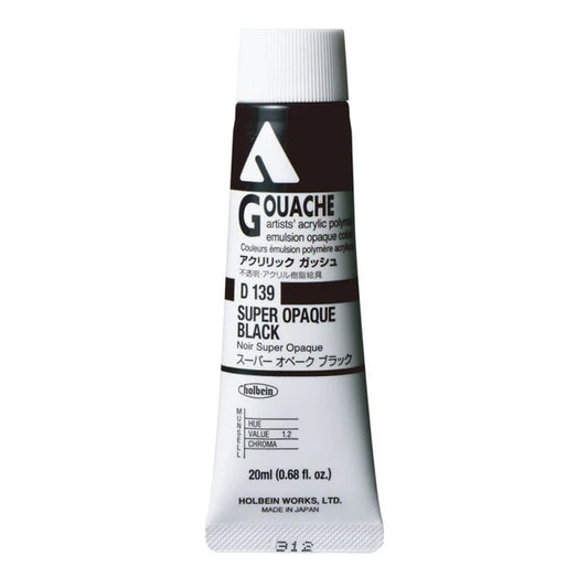 Holbein Acryla Gouache 20ml Super Opaque Black - theartshop.com.au