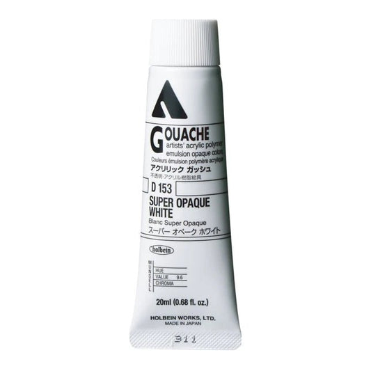 Holbein Acryla Gouache 20ml Super Opaque White - theartshop.com.au