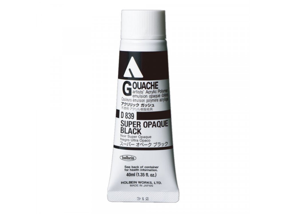 Holbein Acryla Gouache 40ml Super Opaque Black - theartshop.com.au