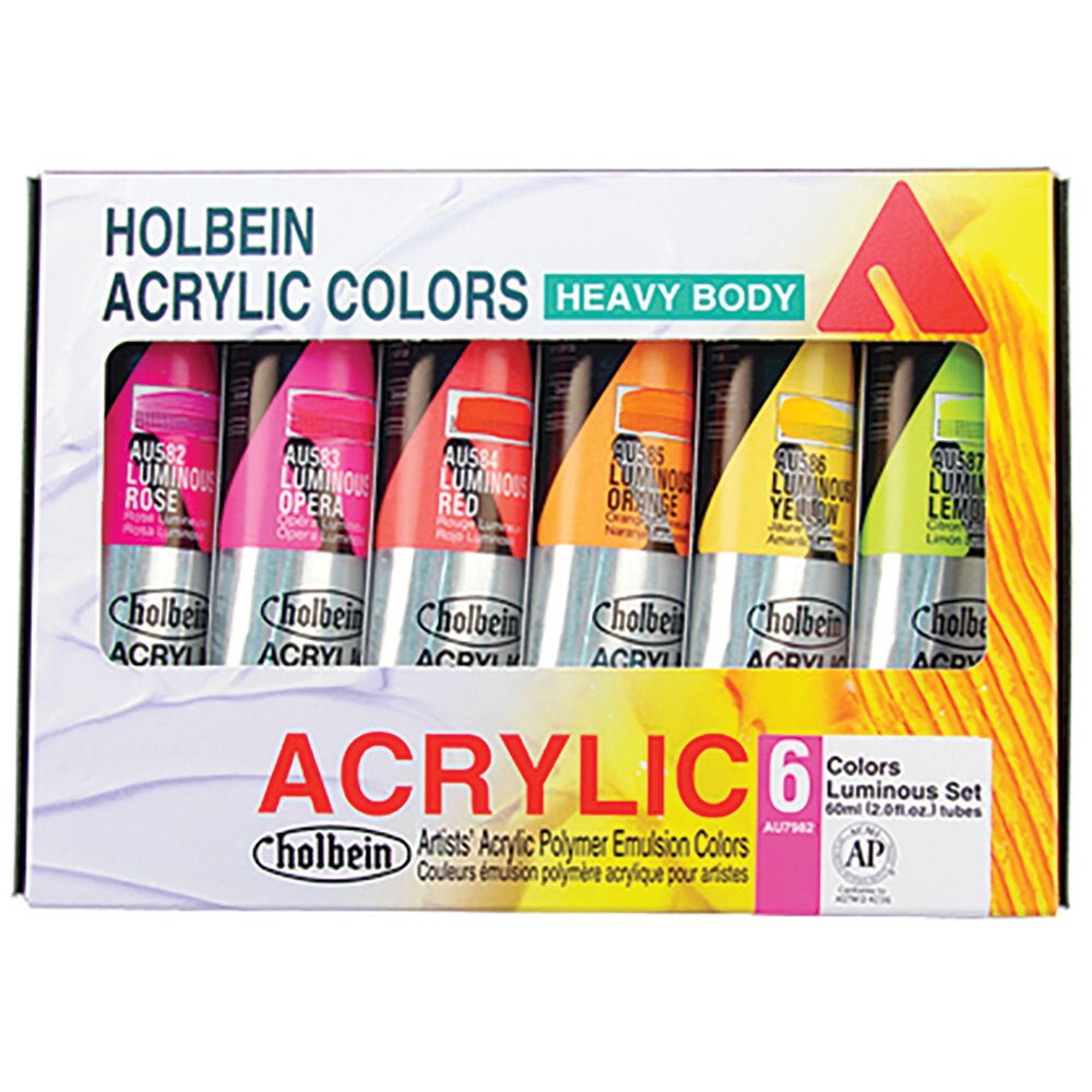 Holbein Acrylic Heavy Body Luminous Set 6 - theartshop.com.au