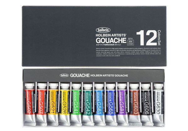 Holbein Artists' Designer Gouache Set 12 x 15ml Tubes G711 - theartshop.com.au