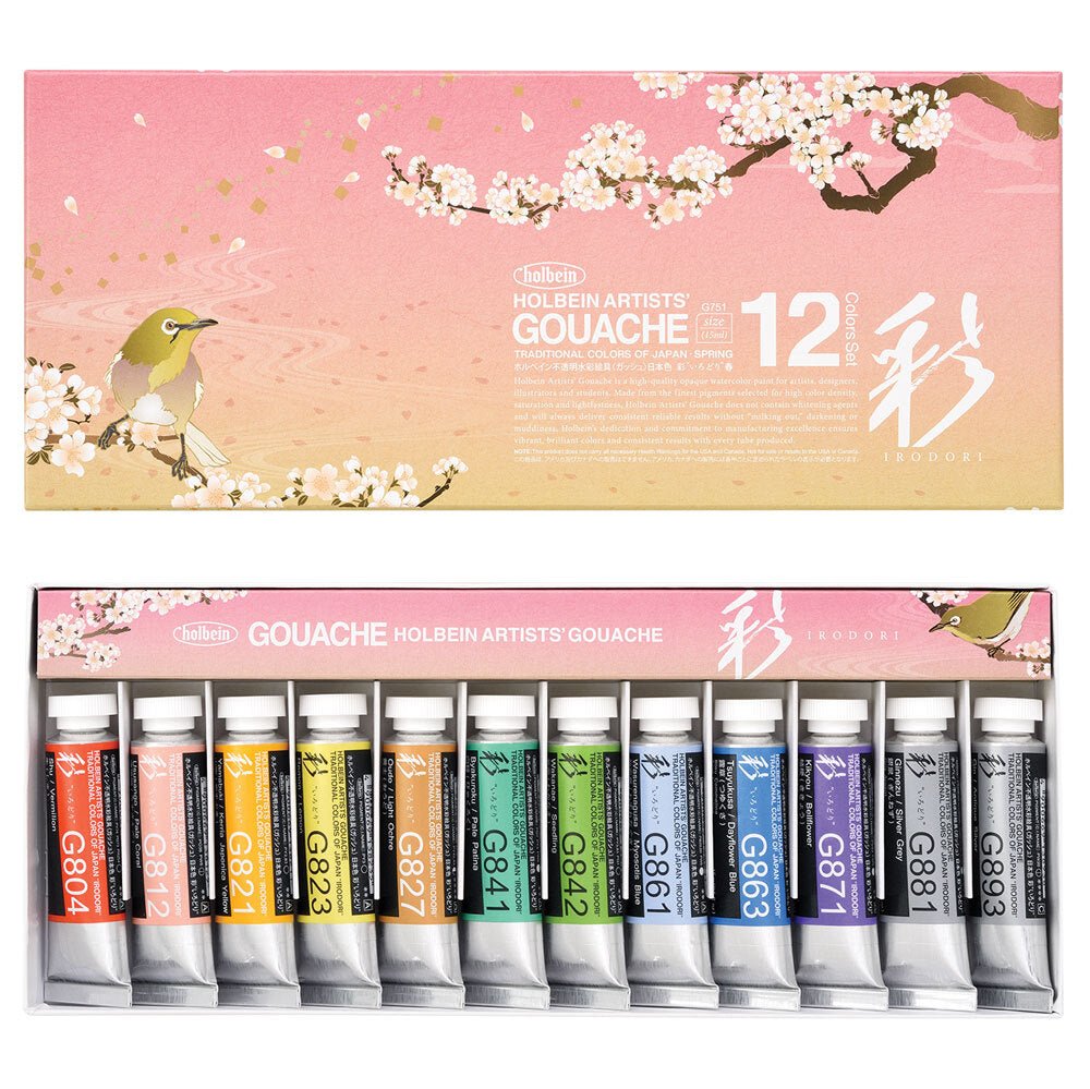 Holbein Gouache Iridori Spring Set 12 x 15ml G751 - theartshop.com.au