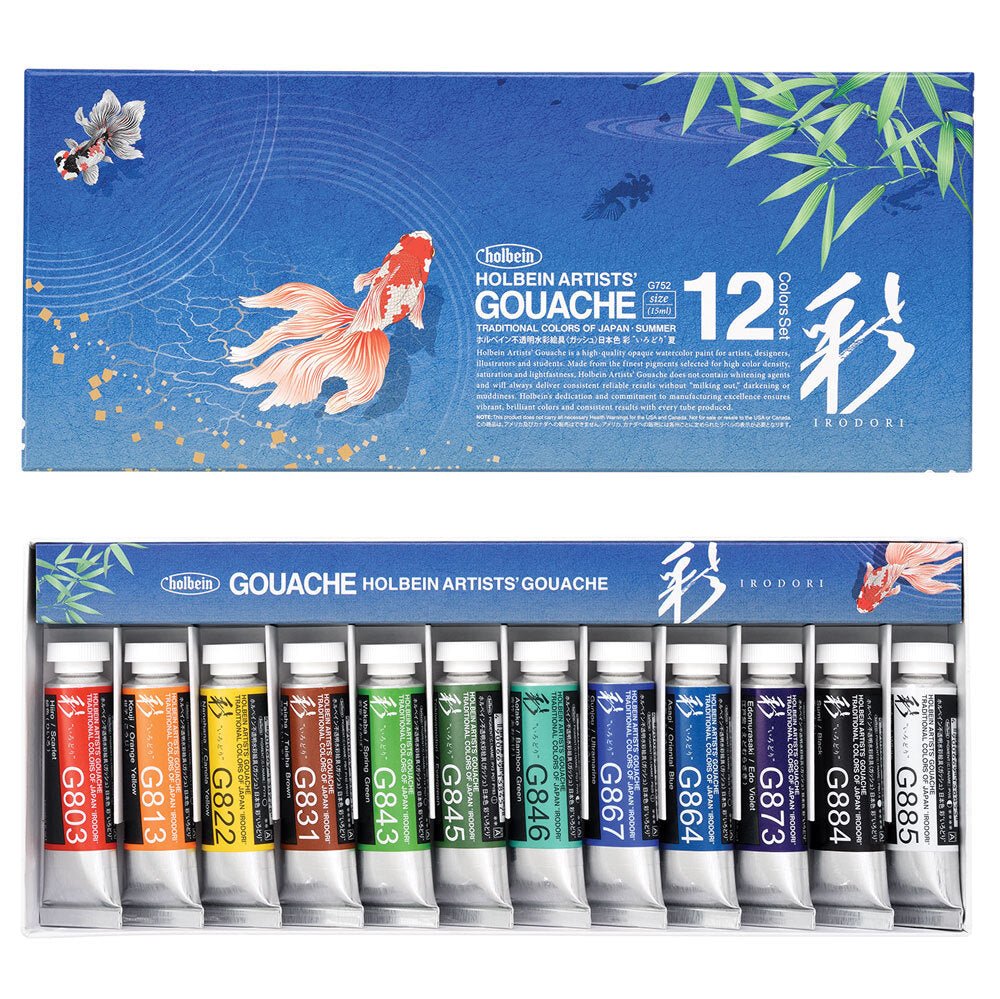 Holbein Gouache Iridori Summer Set 12 x 15ml G752 - theartshop.com.au