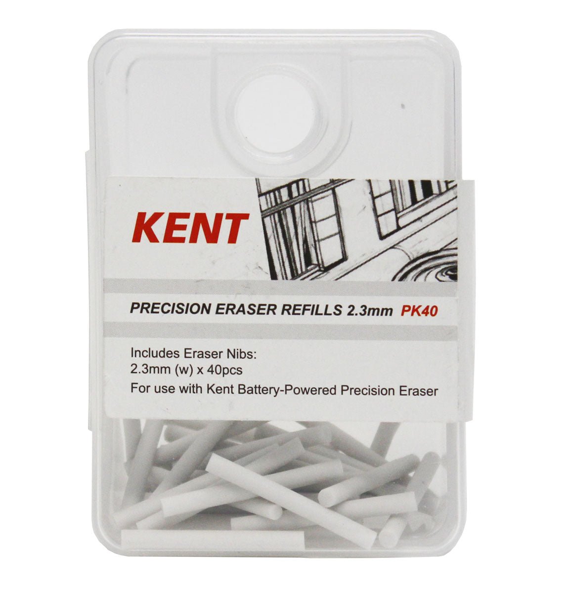 Kent Battery Eraser Refill 2.3mm Pkt 40 - theartshop.com.au