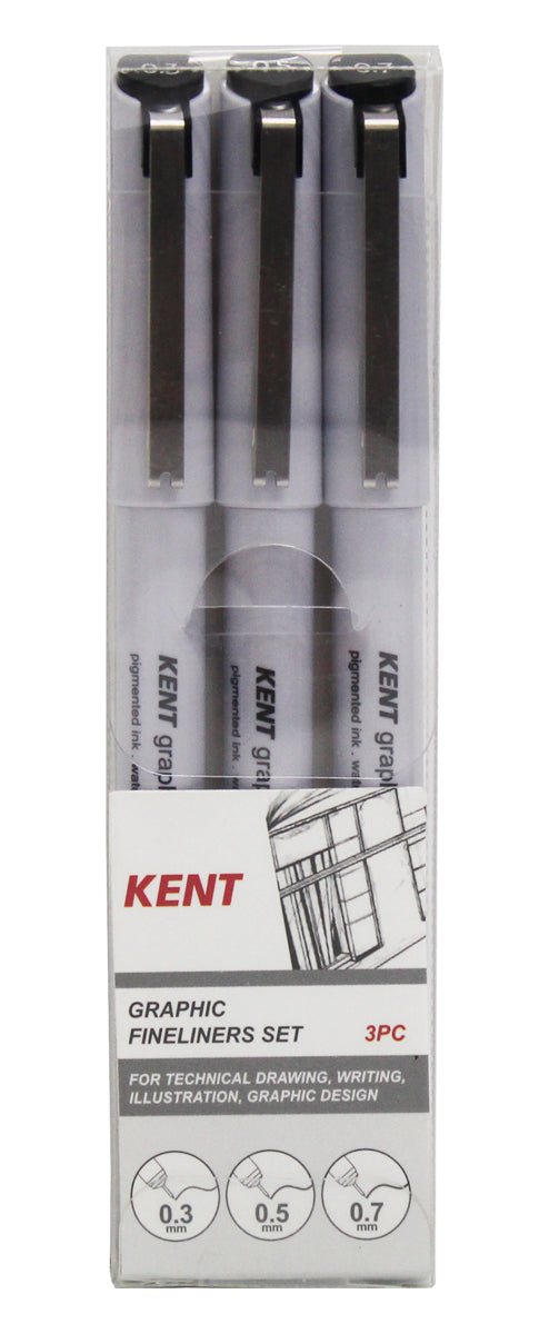 Kent Graphic Fineliner Set 3PC (0.3; 0.5; 0.7mm) - theartshop.com.au